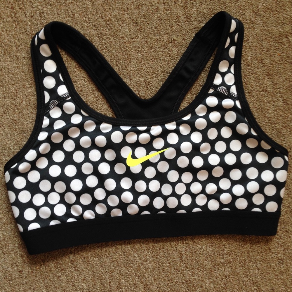 Nike Dri-Fit Sports Bra Black with White Dots